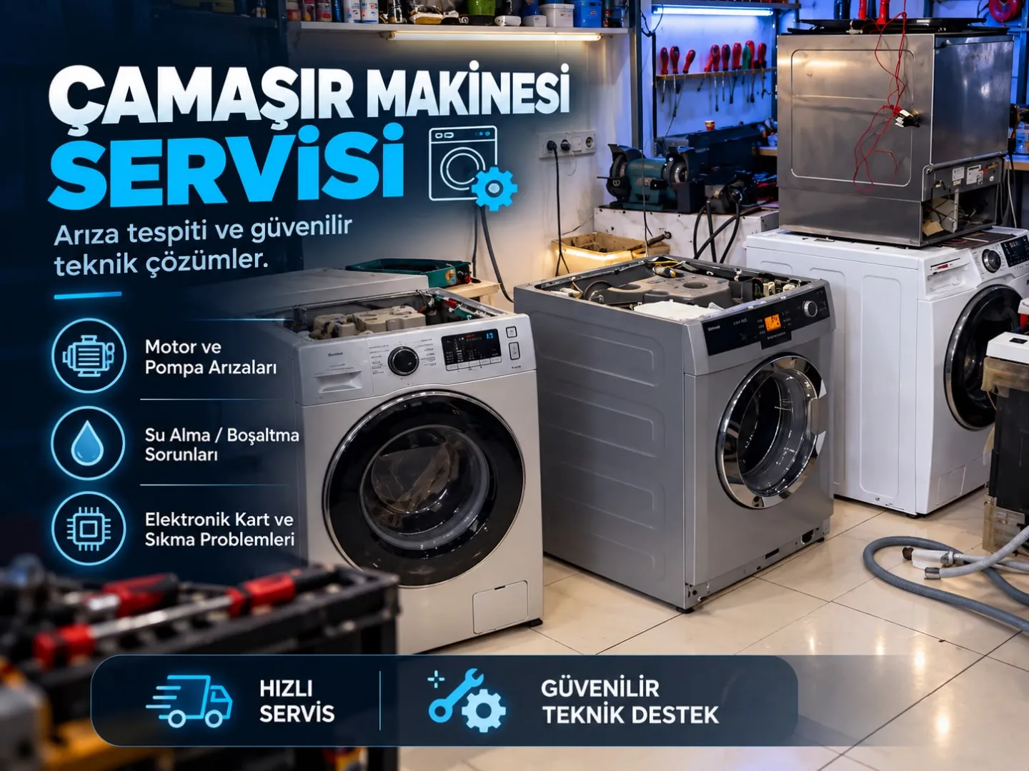 Evde çamaşır sepetinin yanında önden yüklemeli çamaşır makinesi